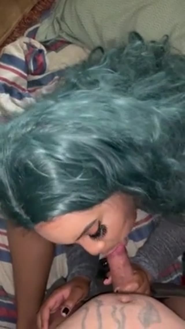 Blue haired freak with big ass