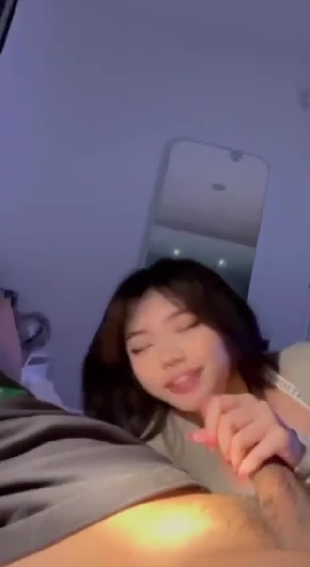 Asian teen with nose ring sucks dick