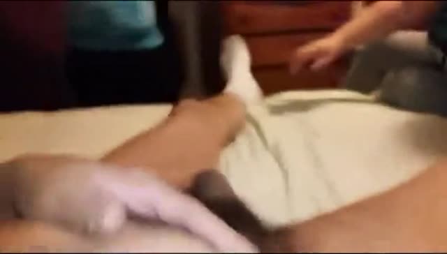 Two sluts blowing their first black cock together