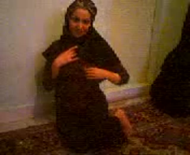 Hot Iranian Cute Teen under Veil Playing with her Body Showing Off Tits