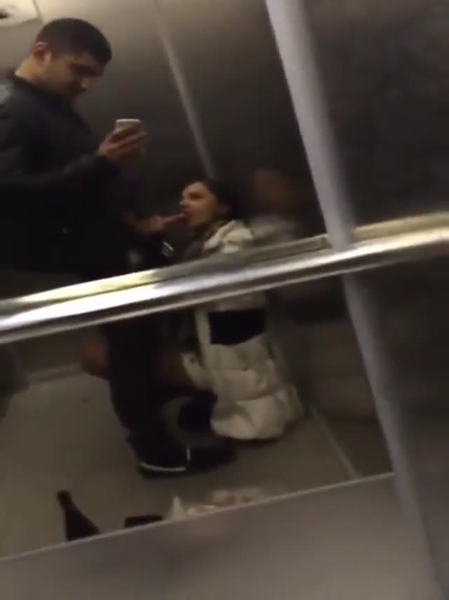 Teen blowjob in elevator