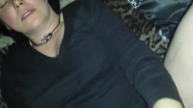Milf strokes his cock to make him cum