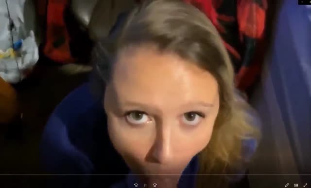 Blonde blows and wants cum on her beautiful titties