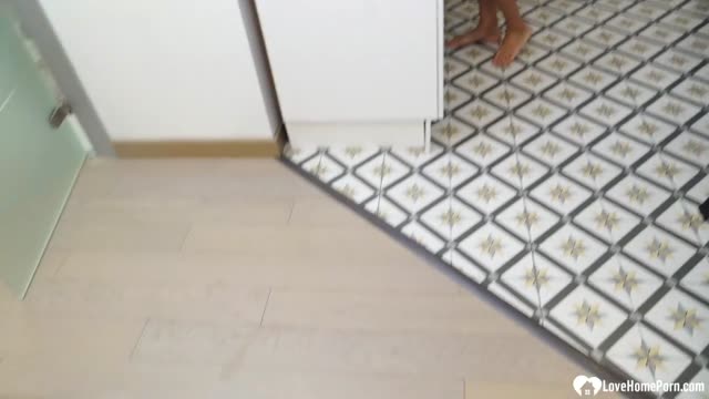 Hot Asian mom fucks in kitchen