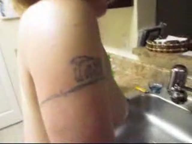 Verbal ass fucking in kitchen