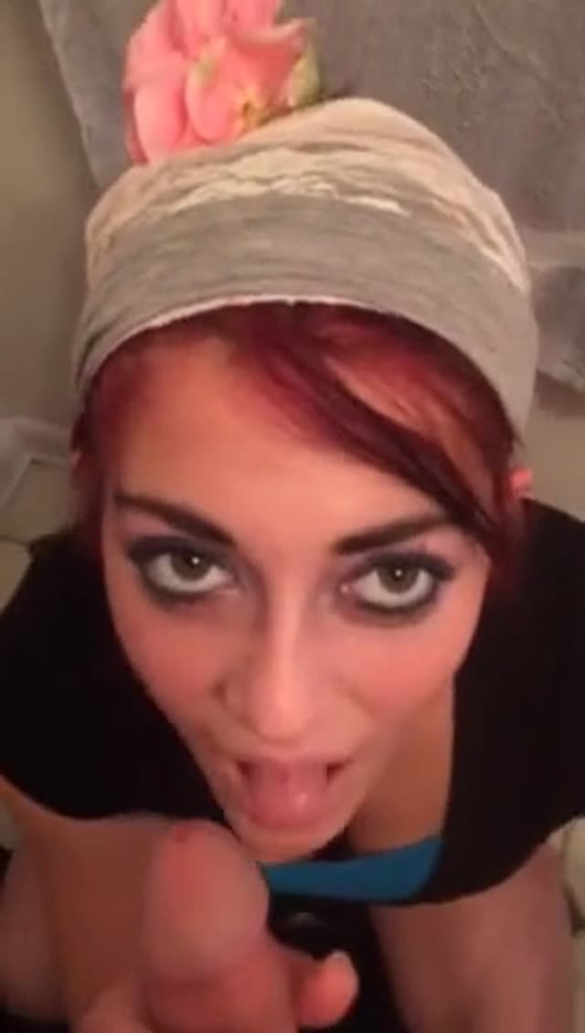 Redhead throating a cock