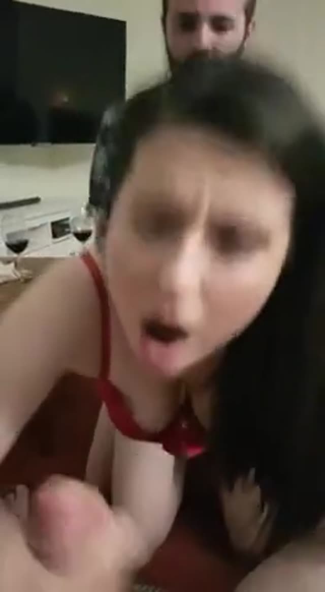 Wife spitroasted and gangbanged by hubby and friend