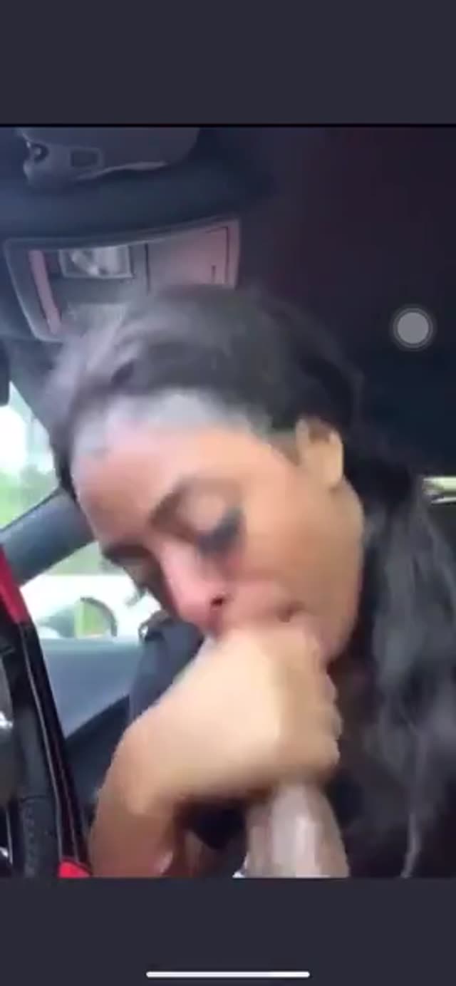 Ebony going nuts sucking bbc in car