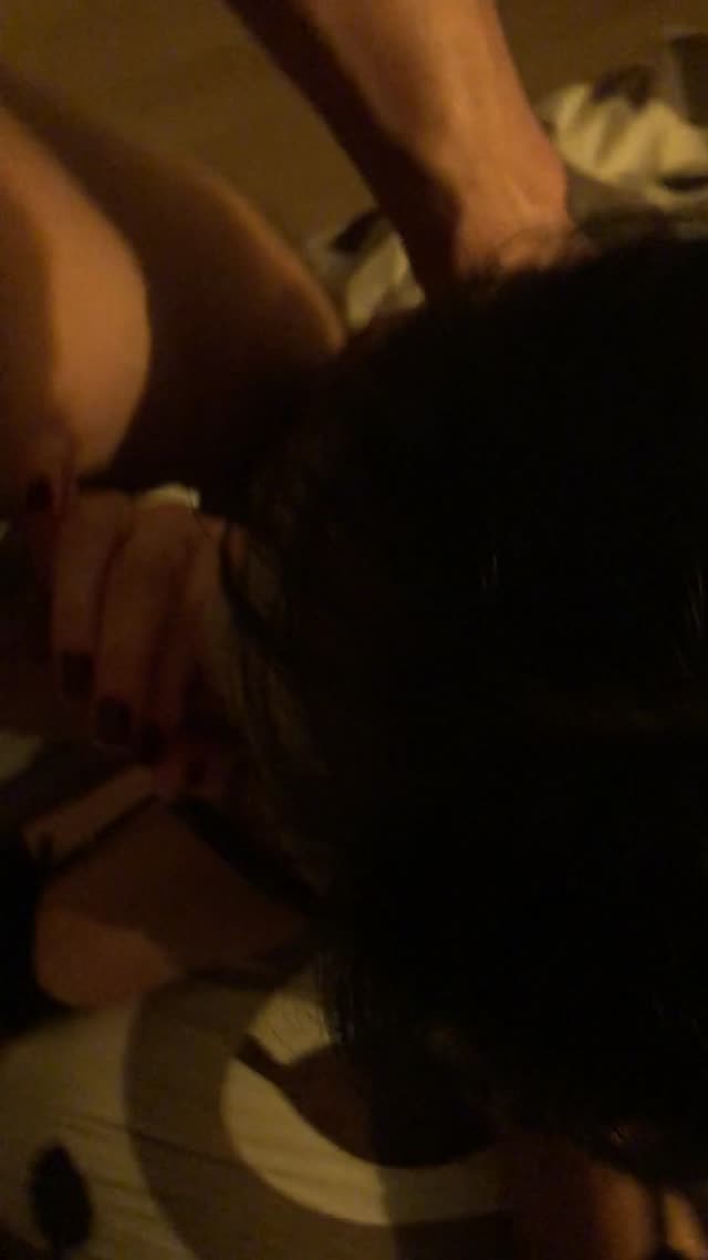 My asian bitch sucks two cocks