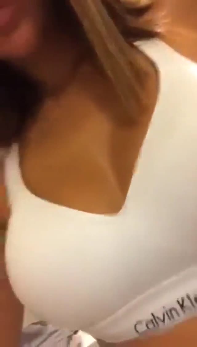 Sexy girl teases and bates in CK underwear