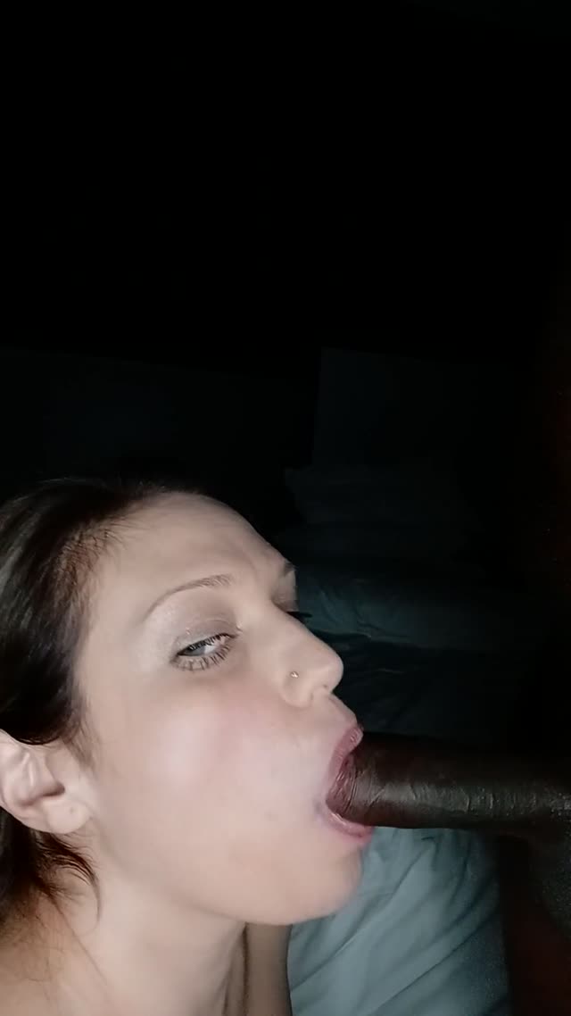 White slut with braces eats black cum