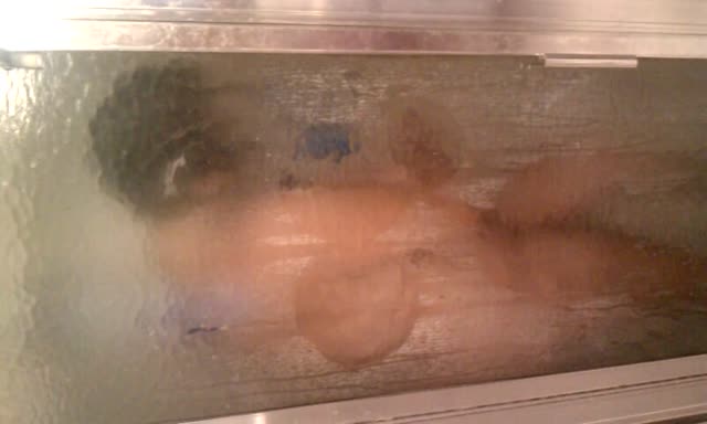 Slut wife shower with tit press after gangbang